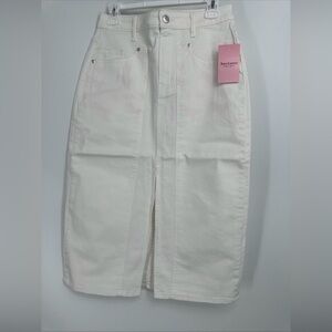 NWT Juicy Couture White Midi Skirt With Front Slit Sz 29